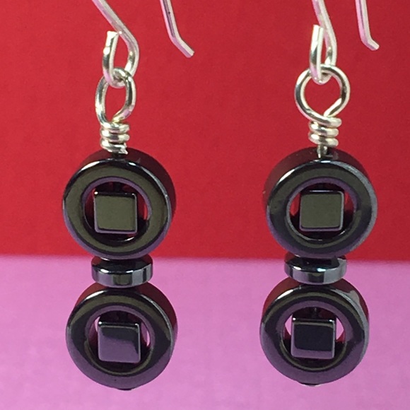 Jewelry - SALE Hematite .925 Sterling Silver Dangle Earnings